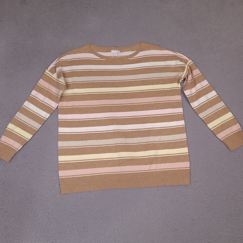 J.Jill Sweater Womens‎ Small Brown Striped Pullover 3/4 Sleeve